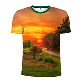 Мужская футболка 3D спортивная с принтом Канада в Курске, 100% полиэстер с улучшенными характеристиками | приталенный силуэт, круглая горловина, широкие плечи, сужается к линии бедра | закат | красота | лето | поле