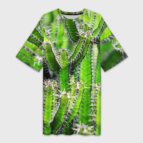 Платье-футболка 3D с принтом Кактус в Курске,  |  | кактус | колючки | прикольные картинки | природа | цветочки | цветы