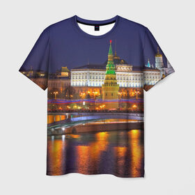 Мужская футболка 3D с принтом Москва (Кремль) в Курске, 100% полиэфир | прямой крой, круглый вырез горловины, длина до линии бедер | moscow | russia | кремль | москва | столица