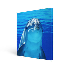 Холст квадратный с принтом Дельфин в Курске, 100% ПВХ |  | вода | дельфин | море | отдых | отпуск | подводный мир | туризм