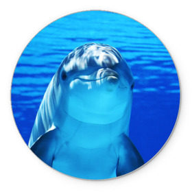 Коврик круглый с принтом Дельфин в Курске, резина и полиэстер | круглая форма, изображение наносится на всю лицевую часть | вода | дельфин | море | отдых | отпуск | подводный мир | туризм