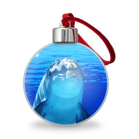Ёлочный шар с принтом Дельфин в Курске, Пластик | Диаметр: 77 мм | Тематика изображения на принте: вода | дельфин | море | отдых | отпуск | подводный мир | туризм