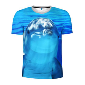 Мужская футболка 3D спортивная с принтом Дельфин в Курске, 100% полиэстер с улучшенными характеристиками | приталенный силуэт, круглая горловина, широкие плечи, сужается к линии бедра | вода | дельфин | море | отдых | отпуск | подводный мир | туризм