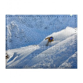 Обложка для студенческого билета с принтом Спуск в Курске, натуральная кожа | Размер: 11*8 см; Печать на всей внешней стороне | Тематика изображения на принте: гора | зима | лыжник | снег | спорт | спуск