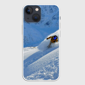 Чехол для iPhone 13 mini с принтом Спуск в Курске,  |  | гора | зима | лыжник | снег | спорт | спуск