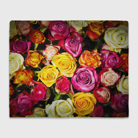 Плед 3D с принтом Букет роз в Курске, 100% полиэстер | закругленные углы, все края обработаны. Ткань не мнется и не растягивается | жёлтый | красный | лепестки | прикольные картинки | розы | цветочки | цветы