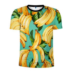 Мужская футболка 3D спортивная с принтом Банан в Курске, 100% полиэстер с улучшенными характеристиками | приталенный силуэт, круглая горловина, широкие плечи, сужается к линии бедра | banana | банан | бананы | паттерн