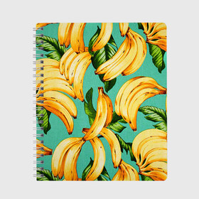 Тетрадь с принтом Банан в Курске, 100% бумага | 48 листов, плотность листов — 60 г/м2, плотность картонной обложки — 250 г/м2. Листы скреплены сбоку удобной пружинной спиралью. Уголки страниц и обложки скругленные. Цвет линий — светло-серый
 | banana | банан | бананы | паттерн