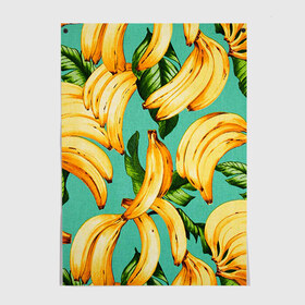 Постер с принтом Банан в Курске, 100% бумага
 | бумага, плотность 150 мг. Матовая, но за счет высокого коэффициента гладкости имеет небольшой блеск и дает на свету блики, но в отличии от глянцевой бумаги не покрыта лаком | banana | банан | бананы | паттерн