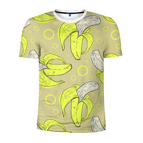 Мужская футболка 3D спортивная с принтом Банан 8 в Курске, 100% полиэстер с улучшенными характеристиками | приталенный силуэт, круглая горловина, широкие плечи, сужается к линии бедра | banana | банан | бананы | паттерн