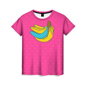Женская футболка 3D с принтом Банан 2 в Курске, 100% полиэфир ( синтетическое хлопкоподобное полотно) | прямой крой, круглый вырез горловины, длина до линии бедер | banana | fashion | банан | бананы | мода
