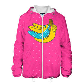 Мужская куртка 3D с принтом Банан 2 в Курске, ткань верха — 100% полиэстер, подклад — флис | прямой крой, подол и капюшон оформлены резинкой с фиксаторами, два кармана без застежек по бокам, один большой потайной карман на груди. Карман на груди застегивается на липучку | Тематика изображения на принте: banana | fashion | банан | бананы | мода