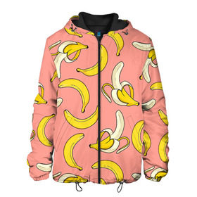 Мужская куртка 3D с принтом Банан 1 в Курске, ткань верха — 100% полиэстер, подклад — флис | прямой крой, подол и капюшон оформлены резинкой с фиксаторами, два кармана без застежек по бокам, один большой потайной карман на груди. Карман на груди застегивается на липучку | Тематика изображения на принте: banana | банан | бананы | паттерн