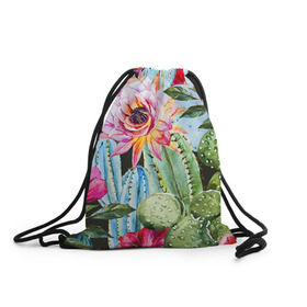 Рюкзак-мешок 3D с принтом Зелень в Курске, 100% полиэстер | плотность ткани — 200 г/м2, размер — 35 х 45 см; лямки — толстые шнурки, застежка на шнуровке, без карманов и подкладки | Тематика изображения на принте: кактусы | лилия | тропики | цветы