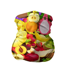 Бандана-труба 3D с принтом Веселые фрукты в Курске, 100% полиэстер, ткань с особыми свойствами — Activecool | плотность 150‒180 г/м2; хорошо тянется, но сохраняет форму | апельсин | арбуз | банан | виноград | груша | киви | овощи | питание | ппп | правильное | тайланд | фрукт | яблоко