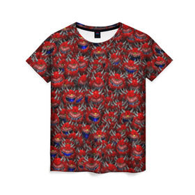 Женская футболка 3D с принтом Какодемоны (pixel-art) в Курске, 100% полиэфир ( синтетическое хлопкоподобное полотно) | прямой крой, круглый вырез горловины, длина до линии бедер | doom | демон | дум