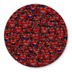 Коврик круглый с принтом Какодемоны (pixel-art) в Курске, резина и полиэстер | круглая форма, изображение наносится на всю лицевую часть | doom | демон | дум