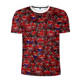 Мужская футболка 3D спортивная с принтом Какодемоны (pixel-art) в Курске, 100% полиэстер с улучшенными характеристиками | приталенный силуэт, круглая горловина, широкие плечи, сужается к линии бедра | doom | демон | дум