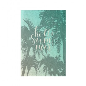 Обложка для паспорта матовая кожа с принтом HAWAII 8 в Курске, натуральная матовая кожа | размер 19,3 х 13,7 см; прозрачные пластиковые крепления | Тематика изображения на принте: hawaii | гаваи | лето | океан | отдых | пальмы | пляж | серф
