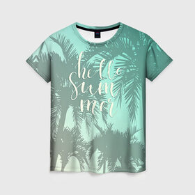 Женская футболка 3D с принтом HAWAII 8 в Курске, 100% полиэфир ( синтетическое хлопкоподобное полотно) | прямой крой, круглый вырез горловины, длина до линии бедер | hawaii | гаваи | лето | океан | отдых | пальмы | пляж | серф
