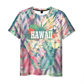 Мужская футболка 3D с принтом HAWAII 5 в Курске, 100% полиэфир | прямой крой, круглый вырез горловины, длина до линии бедер | hawaii | гаваи | лето | океан | отдых | пальмы | пляж | серф