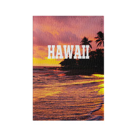 Обложка для паспорта матовая кожа с принтом HAWAII 2 в Курске, натуральная матовая кожа | размер 19,3 х 13,7 см; прозрачные пластиковые крепления | hawaii | гаваи | лето | океан | отдых | пальмы | пляж | серф