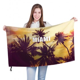 Флаг 3D с принтом MIAMI в Курске, 100% полиэстер | плотность ткани — 95 г/м2, размер — 67 х 109 см. Принт наносится с одной стороны | miami | лето | майами | маями | океан | отдых | пальмы | пляж | серф