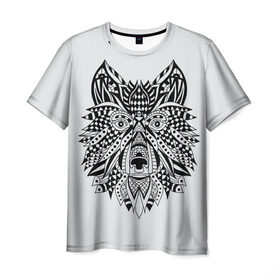 Мужская футболка 3D с принтом Волк в Курске, 100% полиэфир | прямой крой, круглый вырез горловины, длина до линии бедер | 