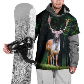 Накидка на куртку 3D с принтом Благородный олень в Курске, 100% полиэстер |  | деревья | лес | олень | природа | рога