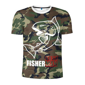 Мужская футболка 3D спортивная с принтом Лучший рыбак в Курске, 100% полиэстер с улучшенными характеристиками | приталенный силуэт, круглая горловина, широкие плечи, сужается к линии бедра | best fisherman | camouflage | fish | fishing | man | камуфляж | лучший рыбак | мужчина | рыба | рыбалка