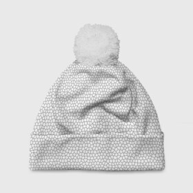 Шапка 3D c помпоном с принтом Витраж Белый в Курске, 100% полиэстер | универсальный размер, печать по всей поверхности изделия | texture | белый | витраж | текстура