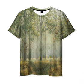 Мужская футболка 3D с принтом Лес в Курске, 100% полиэфир | прямой крой, круглый вырез горловины, длина до линии бедер | Тематика изображения на принте: 