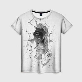 Женская футболка 3D с принтом Titan в Курске, 100% полиэфир ( синтетическое хлопкоподобное полотно) | прямой крой, круглый вырез горловины, длина до линии бедер | attack on titan | атака титанов | вторжение гигантов