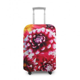 Чехол для чемодана 3D с принтом Яркие цветы в Курске, 86% полиэфир, 14% спандекс | двустороннее нанесение принта, прорези для ручек и колес | красный | лепестки | прикольные картинки | цветочки | цветы