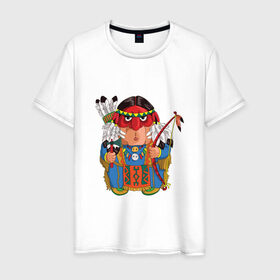 Мужская футболка хлопок с принтом Забавные Индейцы 7 в Курске, 100% хлопок | прямой крой, круглый вырез горловины, длина до линии бедер, слегка спущенное плечо. | 