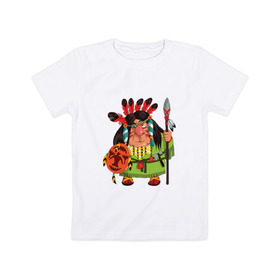 Детская футболка хлопок с принтом Забавные Индейцы 8 в Курске, 100% хлопок | круглый вырез горловины, полуприлегающий силуэт, длина до линии бедер | апачи | вождь | воин | животные | запад | канада | лидер | лицо | северная | смешные | талисман | цвет