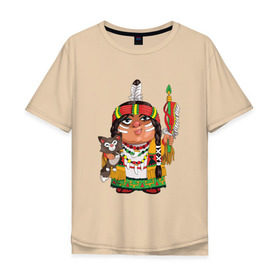 Мужская футболка хлопок Oversize с принтом Забавные Индейцы 9 в Курске, 100% хлопок | свободный крой, круглый ворот, “спинка” длиннее передней части | апачи | вождь | воин | животные | запад | канада | лидер | лицо | северная | смешные | талисман | цвет