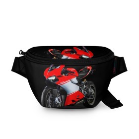 Поясная сумка 3D с принтом Ducati в Курске, 100% полиэстер | плотная ткань, ремень с регулируемой длиной, внутри несколько карманов для мелочей, основное отделение и карман с обратной стороны сумки застегиваются на молнию | ducati | мото | мотоцикл | скорость
