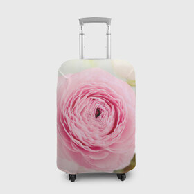 Чехол для чемодана 3D с принтом Розовый цветок в Курске, 86% полиэфир, 14% спандекс | двустороннее нанесение принта, прорези для ручек и колес | 