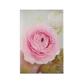 Обложка для паспорта матовая кожа с принтом Розовый цветок в Курске, натуральная матовая кожа | размер 19,3 х 13,7 см; прозрачные пластиковые крепления | Тематика изображения на принте: 