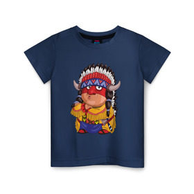 Детская футболка хлопок с принтом Забавные Индейцы 11 в Курске, 100% хлопок | круглый вырез горловины, полуприлегающий силуэт, длина до линии бедер | апачи | вождь | воин | животные | запад | канада | лидер | лицо | северная | смешные | талисман | цвет