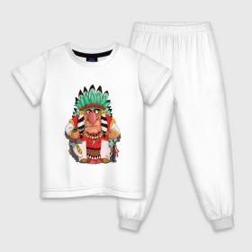 Детская пижама хлопок с принтом Забавные Индейцы 12 в Курске, 100% хлопок |  брюки и футболка прямого кроя, без карманов, на брюках мягкая резинка на поясе и по низу штанин
 | 