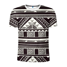 Мужская футболка 3D спортивная с принтом Etno pattern в Курске, 100% полиэстер с улучшенными характеристиками | приталенный силуэт, круглая горловина, широкие плечи, сужается к линии бедра | орнамент | черно белый | этно
