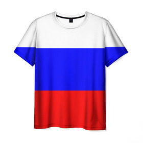 Мужская футболка 3D с принтом Россия в Курске, 100% полиэфир | прямой крой, круглый вырез горловины, длина до линии бедер | Тематика изображения на принте: народный | россия | русский | страны | триколор | флаг