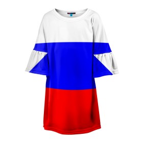 Детское платье 3D с принтом Россия в Курске, 100% полиэстер | прямой силуэт, чуть расширенный к низу. Круглая горловина, на рукавах — воланы | народный | россия | русский | страны | триколор | флаг