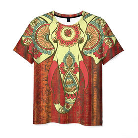 Мужская футболка 3D с принтом Индия 4 в Курске, 100% полиэфир | прямой крой, круглый вырез горловины, длина до линии бедер | india | индия | индуизм | кришна | слон