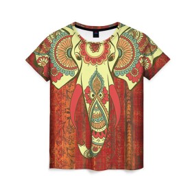Женская футболка 3D с принтом Индия 4 в Курске, 100% полиэфир ( синтетическое хлопкоподобное полотно) | прямой крой, круглый вырез горловины, длина до линии бедер | india | индия | индуизм | кришна | слон
