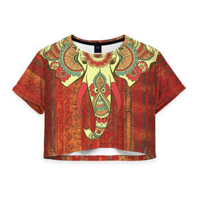 Женская футболка 3D укороченная с принтом Индия 4 в Курске, 100% полиэстер | круглая горловина, длина футболки до линии талии, рукава с отворотами | india | индия | индуизм | кришна | слон