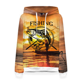 Женская толстовка 3D с принтом Рыбалка в Курске, 100% полиэстер  | двухслойный капюшон со шнурком для регулировки, мягкие манжеты на рукавах и по низу толстовки, спереди карман-кенгуру с мягким внутренним слоем. | boat | clouds | emblem | fish | fishermen | fishing | logo | nature | net | reflection | river | sky | sturgeon | sun | sunset | water | wave | вода | волна | закат | логотип | лодка | небо | облака | осетр | отражение | природа | река | рыба | рыбаки | р