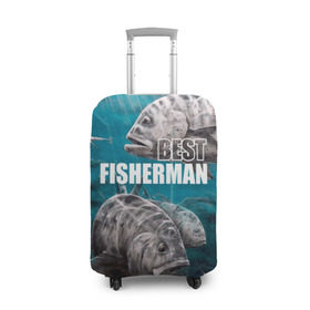 Чехол для чемодана 3D с принтом Лучший рыбак в Курске, 86% полиэфир, 14% спандекс | двустороннее нанесение принта, прорези для ручек и колес | best | fish | fisherman | fishing | river | the sky | volga | water | вода | волна | лучший | небо | река | рыба | рыбак | рыбалка
